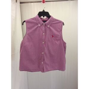 U.S Polo Assn, gingham, sleeveless button-up cropped shirt. Size XL